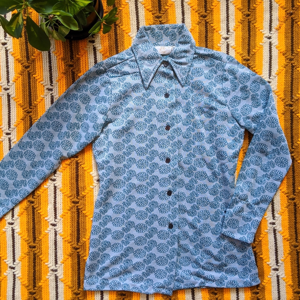 Vintage 70's Floral Button-Up